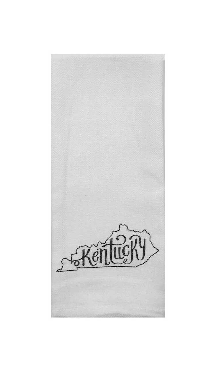 Kentucky Script Tea Towel in White