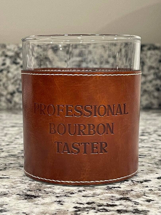 Professional Bourbon Taster Faux Leather Rocks Glass