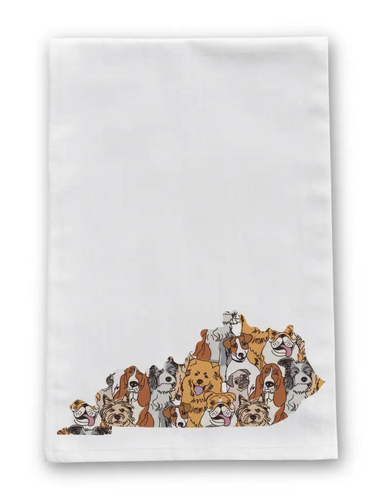 Kentucky Shape Dogs Pattern Tea Towel