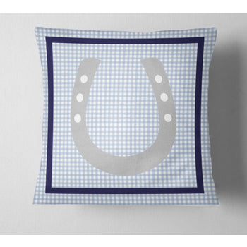 Blue Plaid Horseshoe Pillow