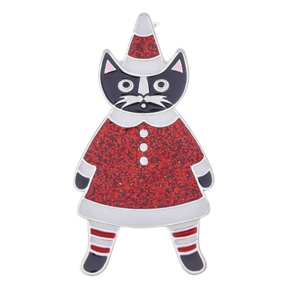 Christmas Cat Enamel Coated Blouse Pin - Pink Julep Boutique