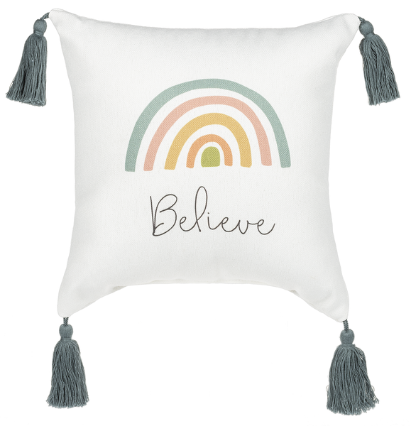 Mini Rainbow Pillow with Tassel In 3 Assorted Styles