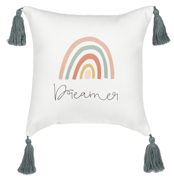 Mini Rainbow Pillow with Tassel In 3 Assorted Styles