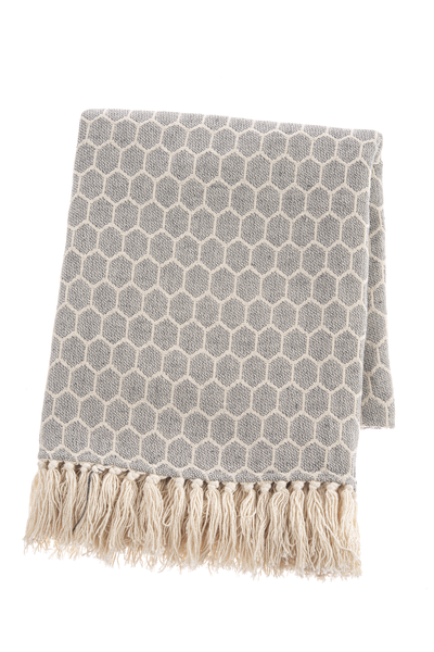 Charcoal & Natural Honeycomb Woven Throw