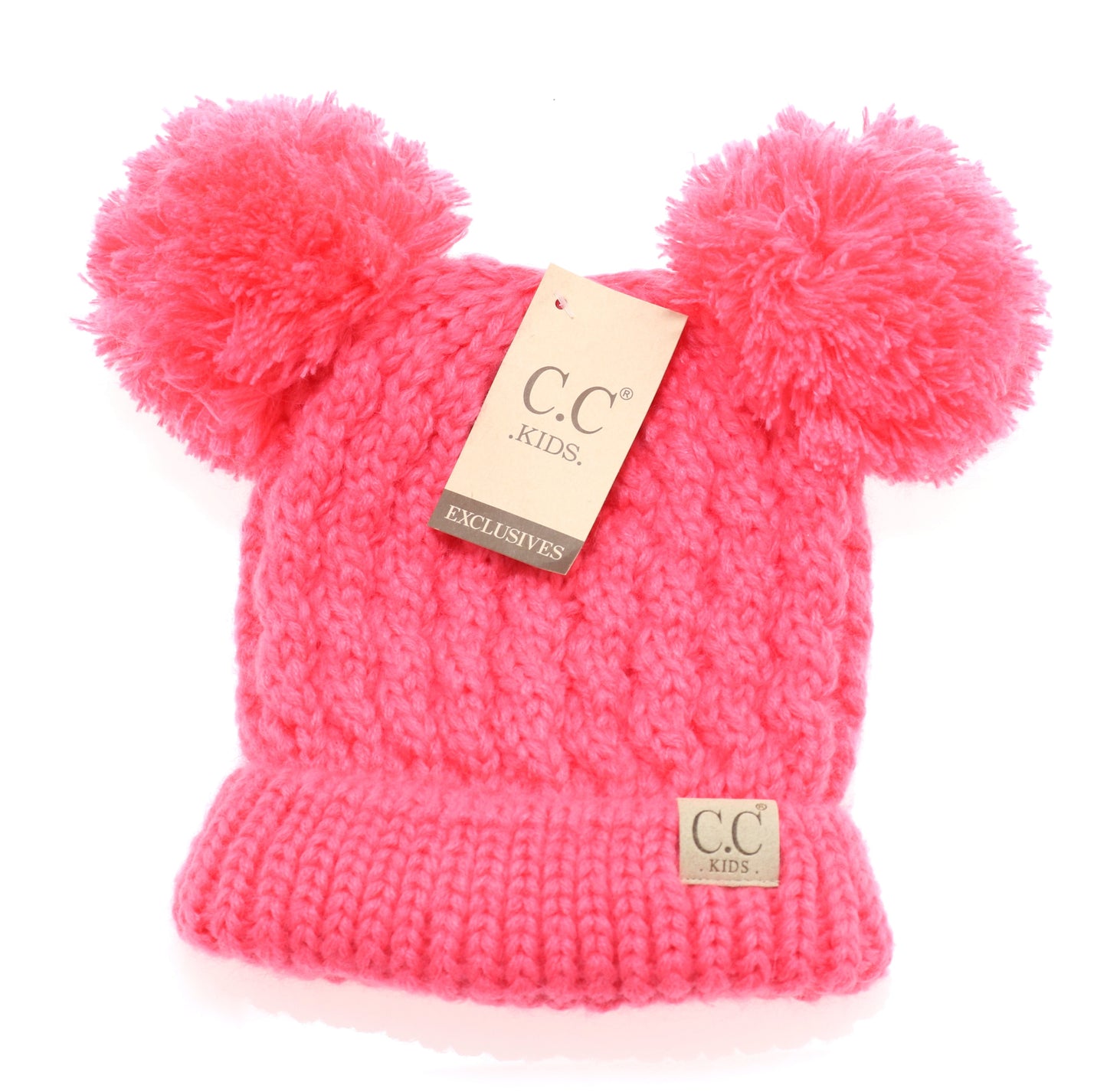 CC Kid's Double Pom Beanie in New Candy Pink - Pink Julep Boutique