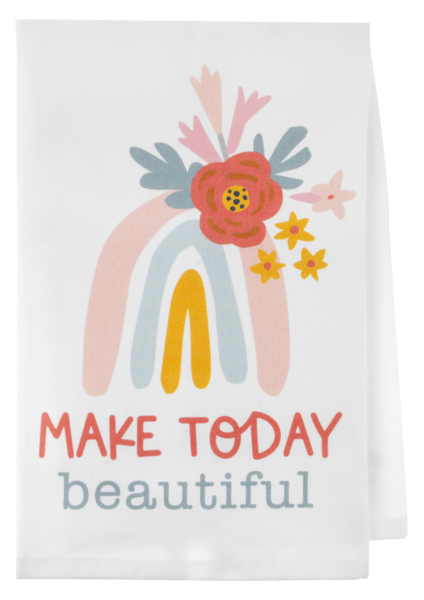 Colorful Inspirational Tea Towel In Assorted 2 Styles
