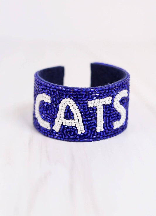 Cats Beaded Cuff Bracelet- BLUE