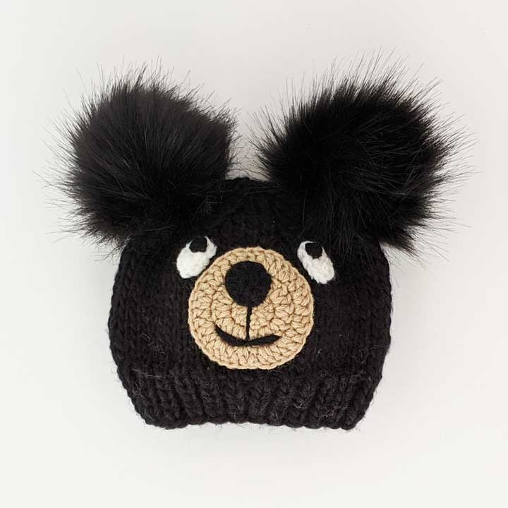 Black Bear Knit Beanie Hat 0-6 Months/6-12 Months