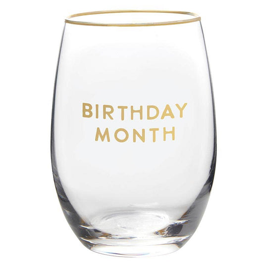 Birthday Month Stemless Wine Glass
