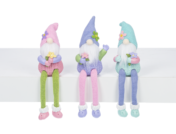 Springtime Gnomes Small Shelf Sitters In Assorted 3 Colors