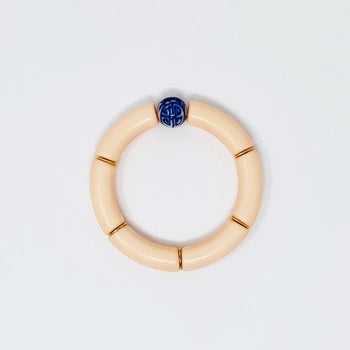 China Blue Bamboo Acrylic Tube Bracelet -Blush