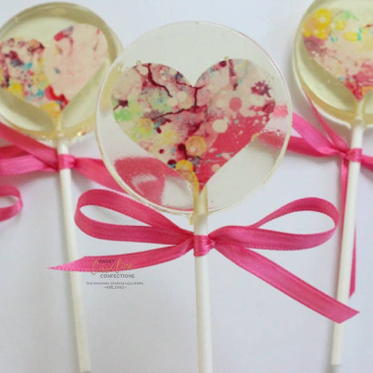 Watercolor Heart Lollipops, Strawberry Flavor -VEGAN