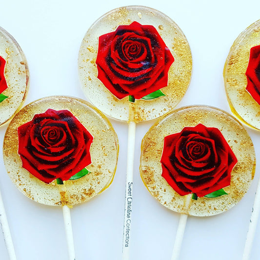 Red Rose Lollipops, Strawberry- VEGAN