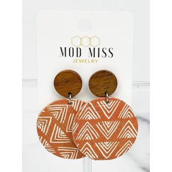 Cork+Leather Round Earring "Mud Cloth"