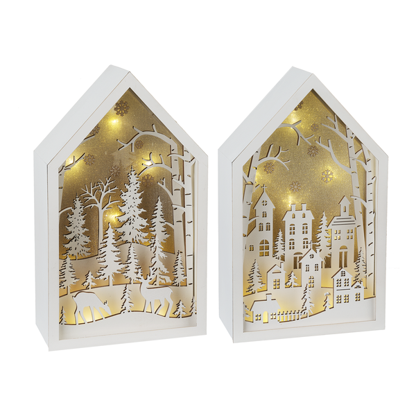 LED Light Up Laser-cut Winter Scene Mantel Scape In Assorted 2 Styles