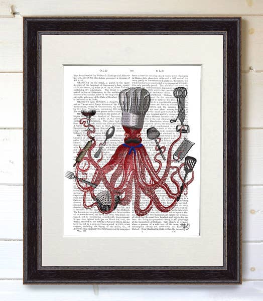 Octopus French Chef Book Print - Pink Julep Boutique