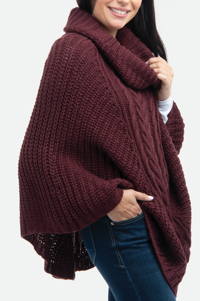 Cozy Cable Poncho In Assorted Colors