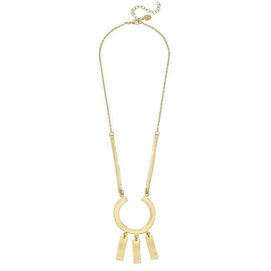 Susan Shaw Gold Ring with Bar Drops Necklace - Pink Julep Boutique
