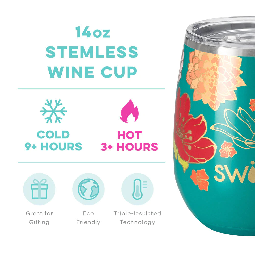 Swig Fire Poppy Stemless Wine Cup (14oz)