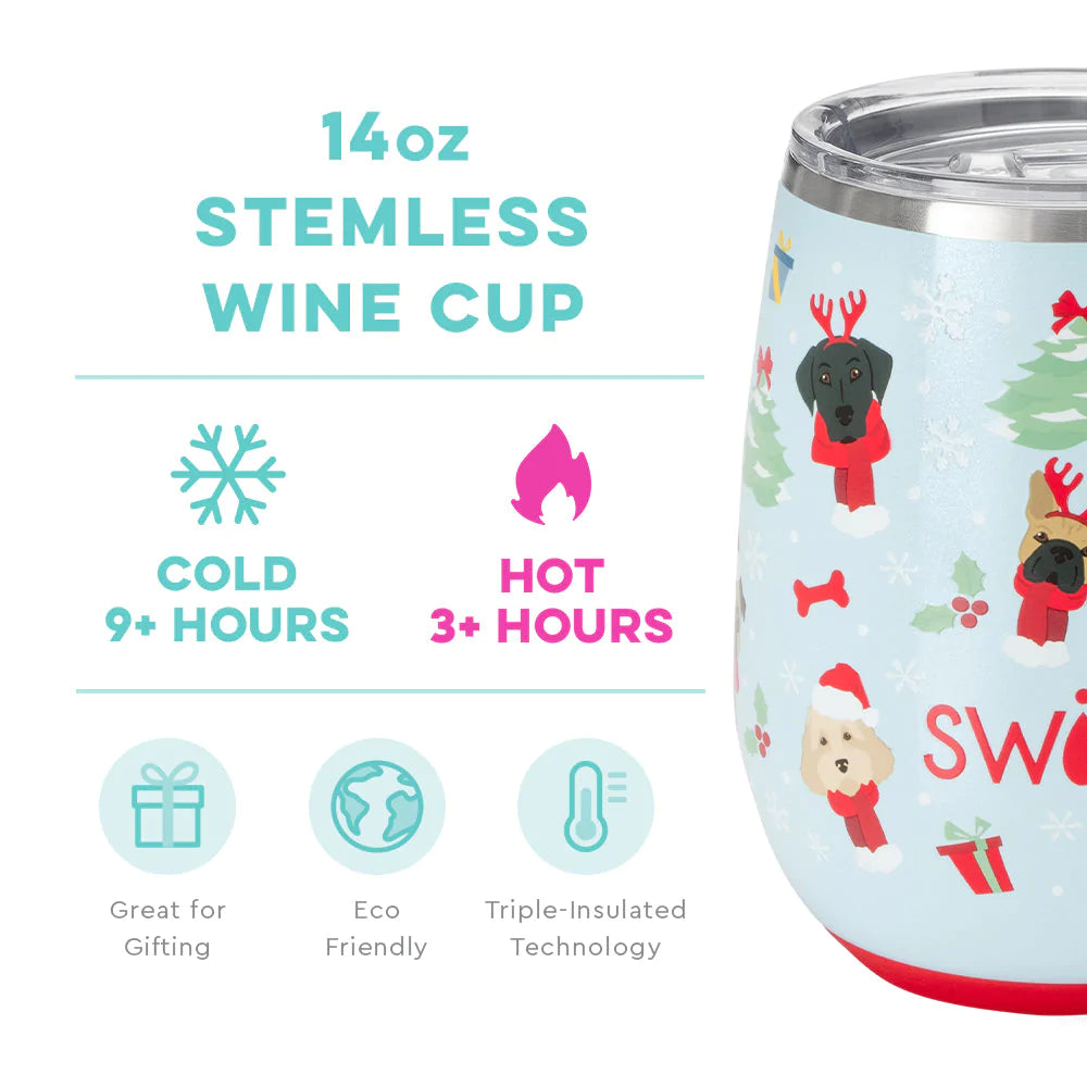 Swig Santa Paws Stemless Wine Cup (14oz)